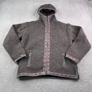 Laundromat Sweater Jacket Womens XL Brown Wool Fleece Lined Full Zip Swacket